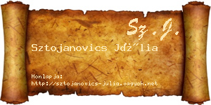 Sztojanovics Júlia névjegykártya